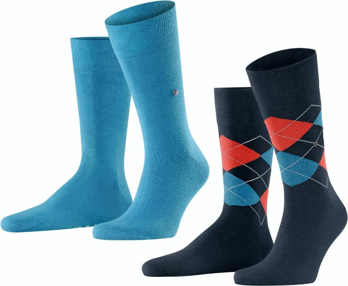 Burlington Everyday Mixed 2-Pack Herensokken 21044 - Blauw 6692 poolside Heren - 40-46