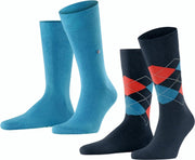 Burlington Everyday Mixed 2-Pack Herensokken 21044 - Blauw 6692 poolside Heren - 40-46