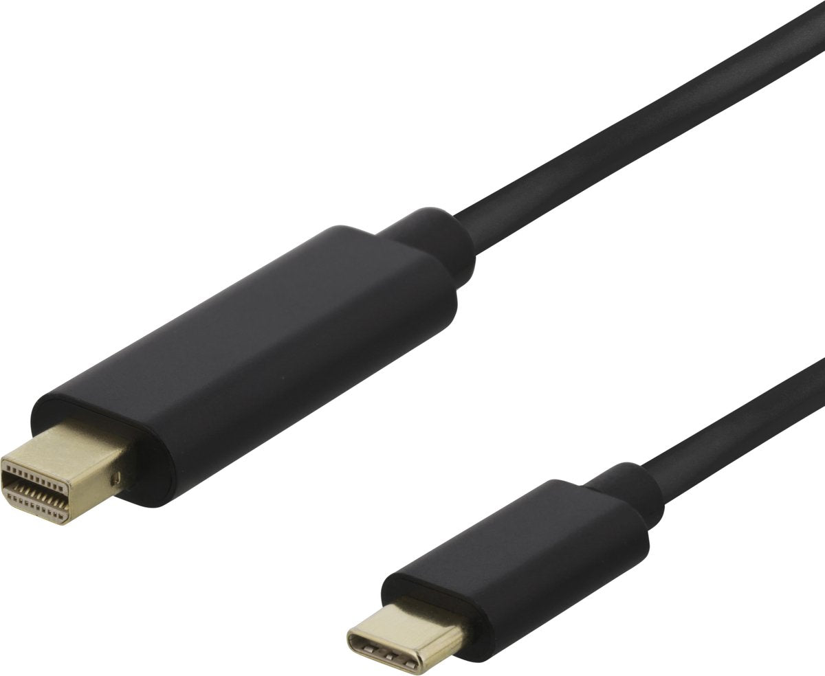 DELTACO USBC-DP202-K USB-C naar Mini DisplayPort kabel - 4K UHD - HDCP - 3D - 2 meter - Zwart