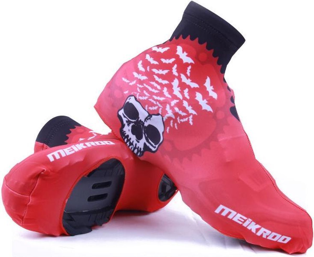 Meikroo Wielren Fiets Overschoenen Winddicht Skull Rood