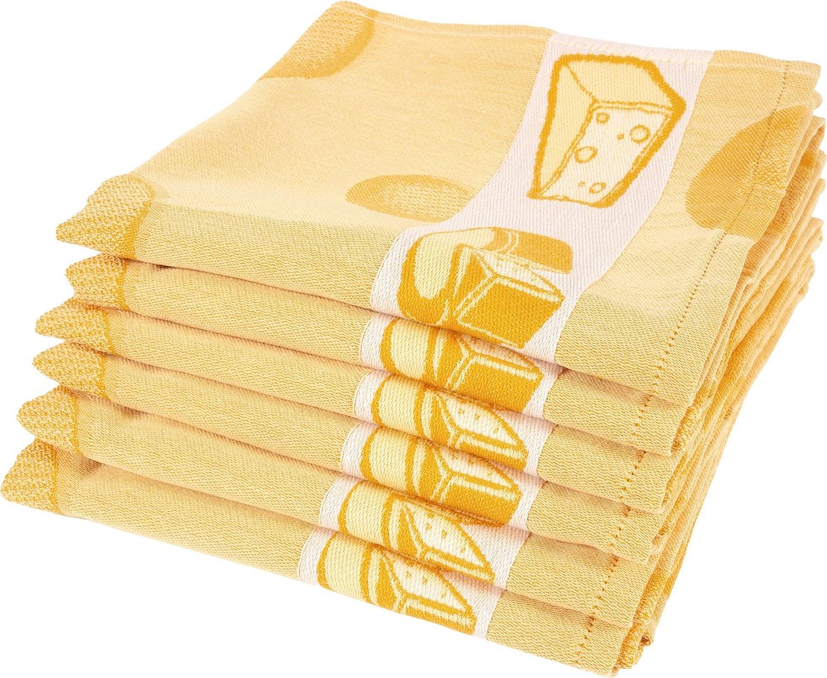 Twentse Damast Theedoekenset - 6 stuks - Cheese Geel