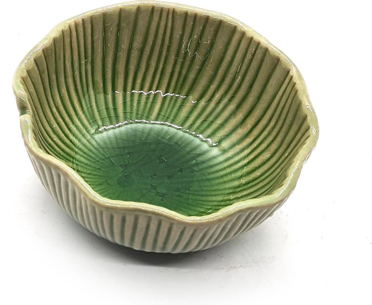 Schaaltjes - Tapas schaaltjes - Kommetjes - Handgemaakt en geschilderd - Groen - 12 cm (4 stuks)