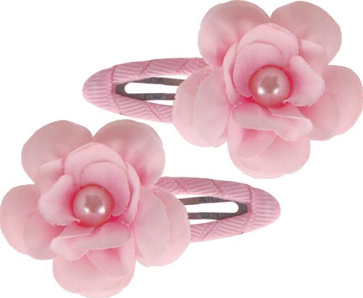 Haarclipjes roze bloemetje met pareltje