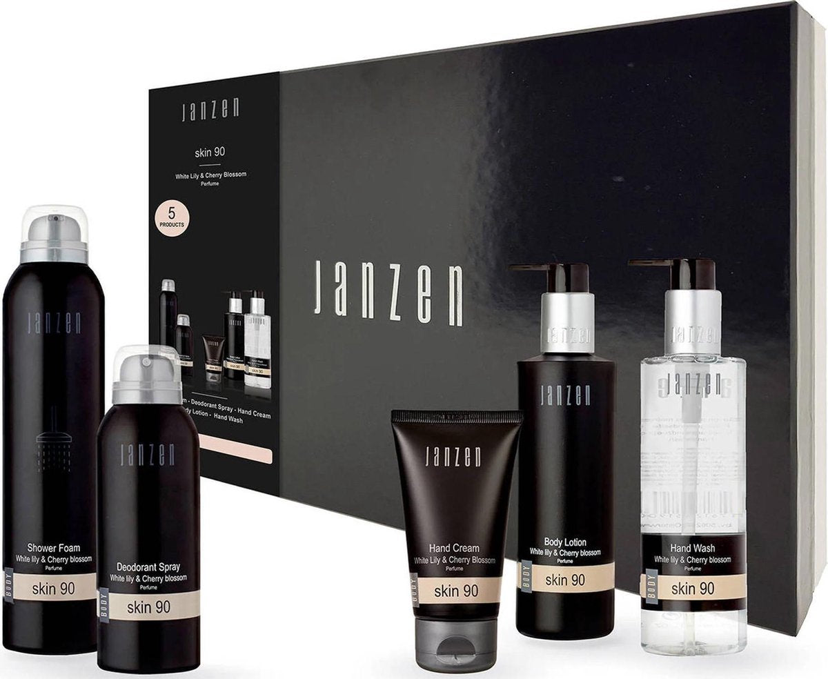 Janzen Complete geschenkset - 200ml shower foam + 150ml deodorant spray + 75ml hand crème + 250ml body lotion + 250ml hand wash