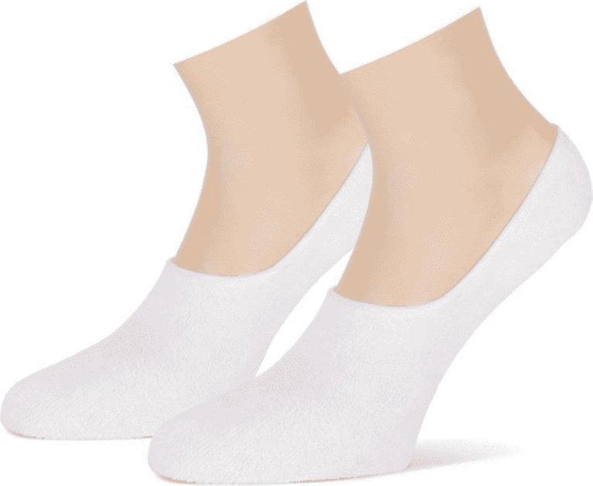 Kousenvoetjes no show sneakersokjes met badstof 43/46 Wit voorgevormde hiel 4 PACK