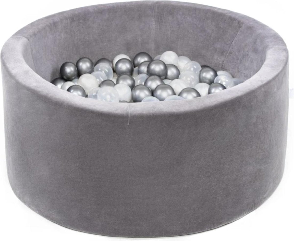 Ronde Ballenbad 90x40 Velvet Grijs - Ballenbak met 300 ballen - Grijs