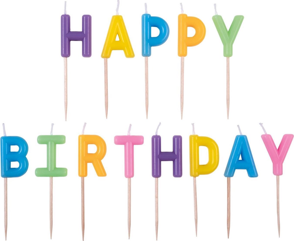 Tib Verjaardagskaarsen "happy Birthday" 7 Cm Wax 13 Stuks
