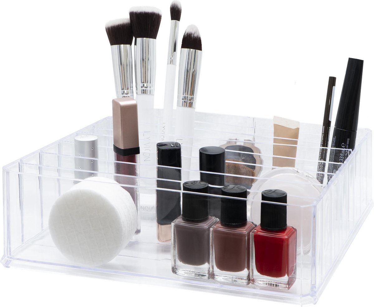 LYVION Make-up organizer medium / Make up / Beautycase / Make up opbergdoos / Cosmetica opbergdoos / Opbergbox make  up / Make up koffer - Transparant