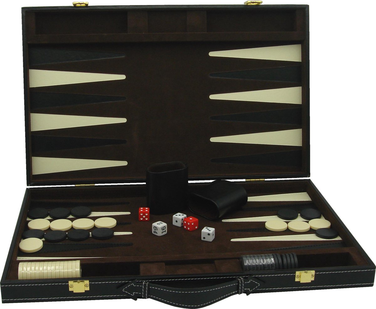 Longfield Games Backgammon 18 Inch - Kunstleder Bruin/Ecru
