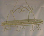 MadDeco - smeedijzeren pannenrek hangend - ijzer - wit - wildhaken - set van 2