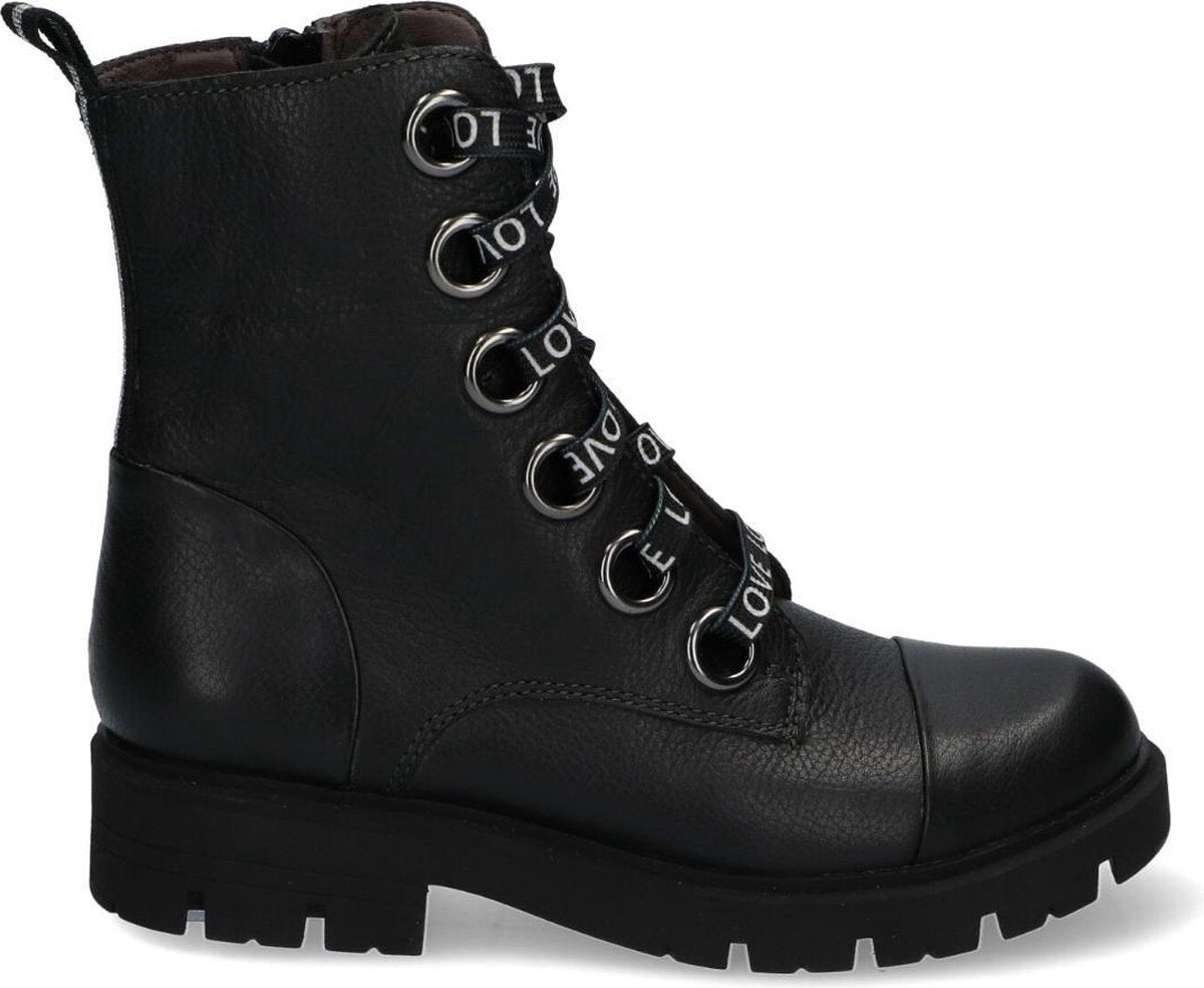 Braqeez Gwen Gabri Veterboots - Laarzen Met Veters - Meisjes - Zwart - Maat 35