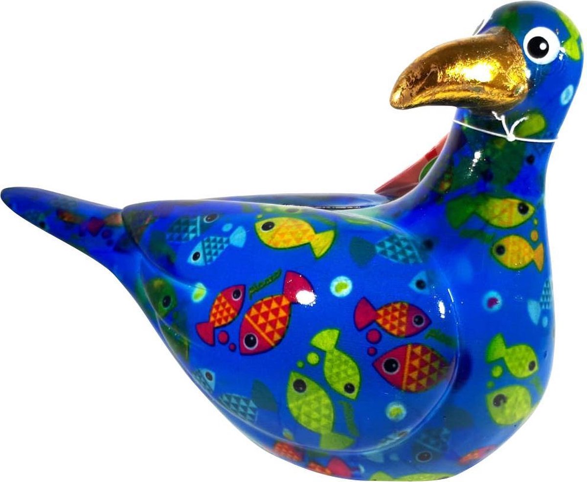 Pomme Pidou Zeemeeuw Simon Spaarpot – Blauw met vissen - Spaarpot