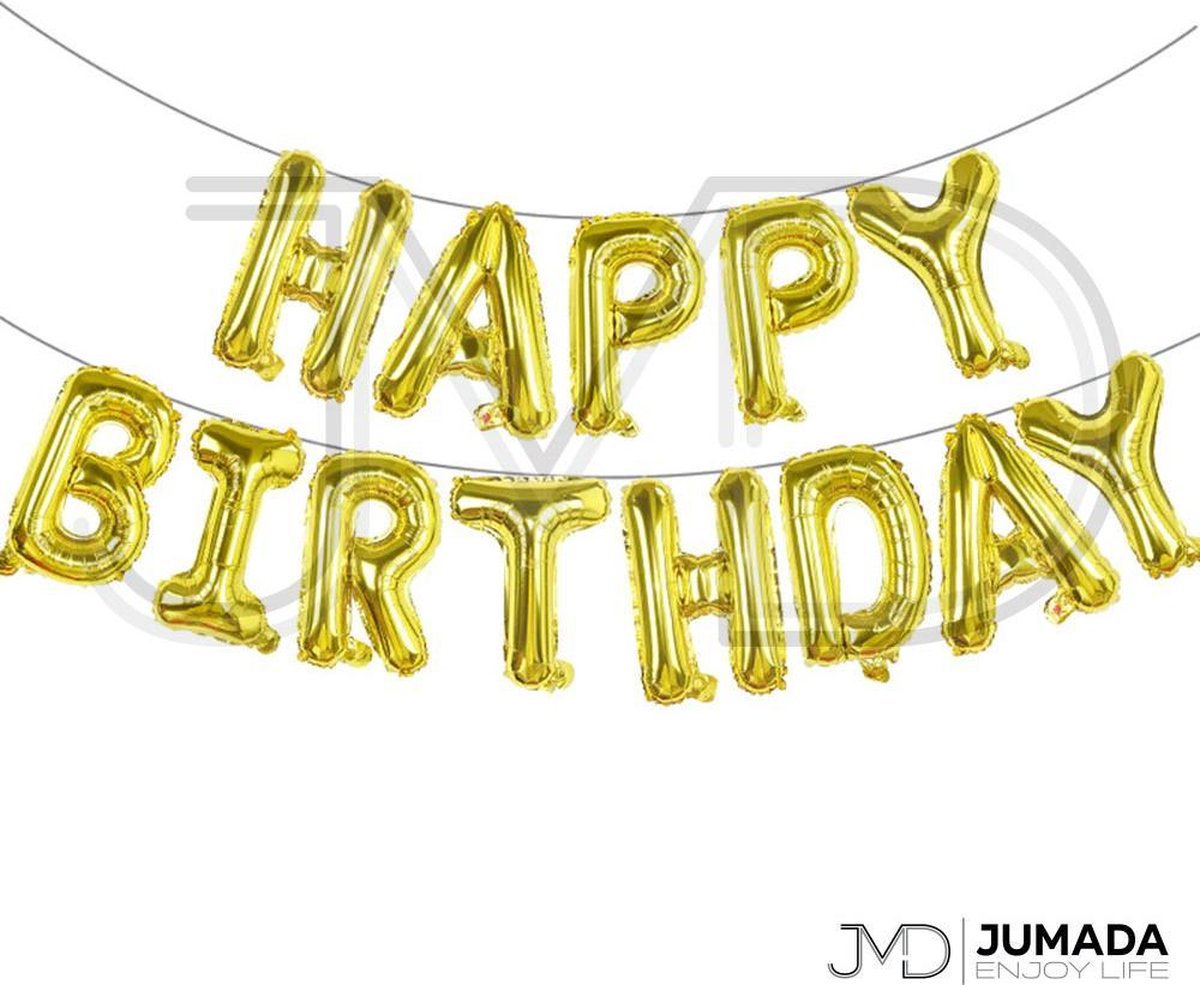 Happy Birthday Folie Ballon - Slinger - Feestversiering - Decoratie - Goud