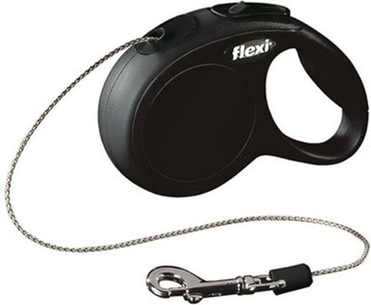 Flexi New Classic Koord - Hondenriem - Zwart - S - 5 m - (<12 kg)