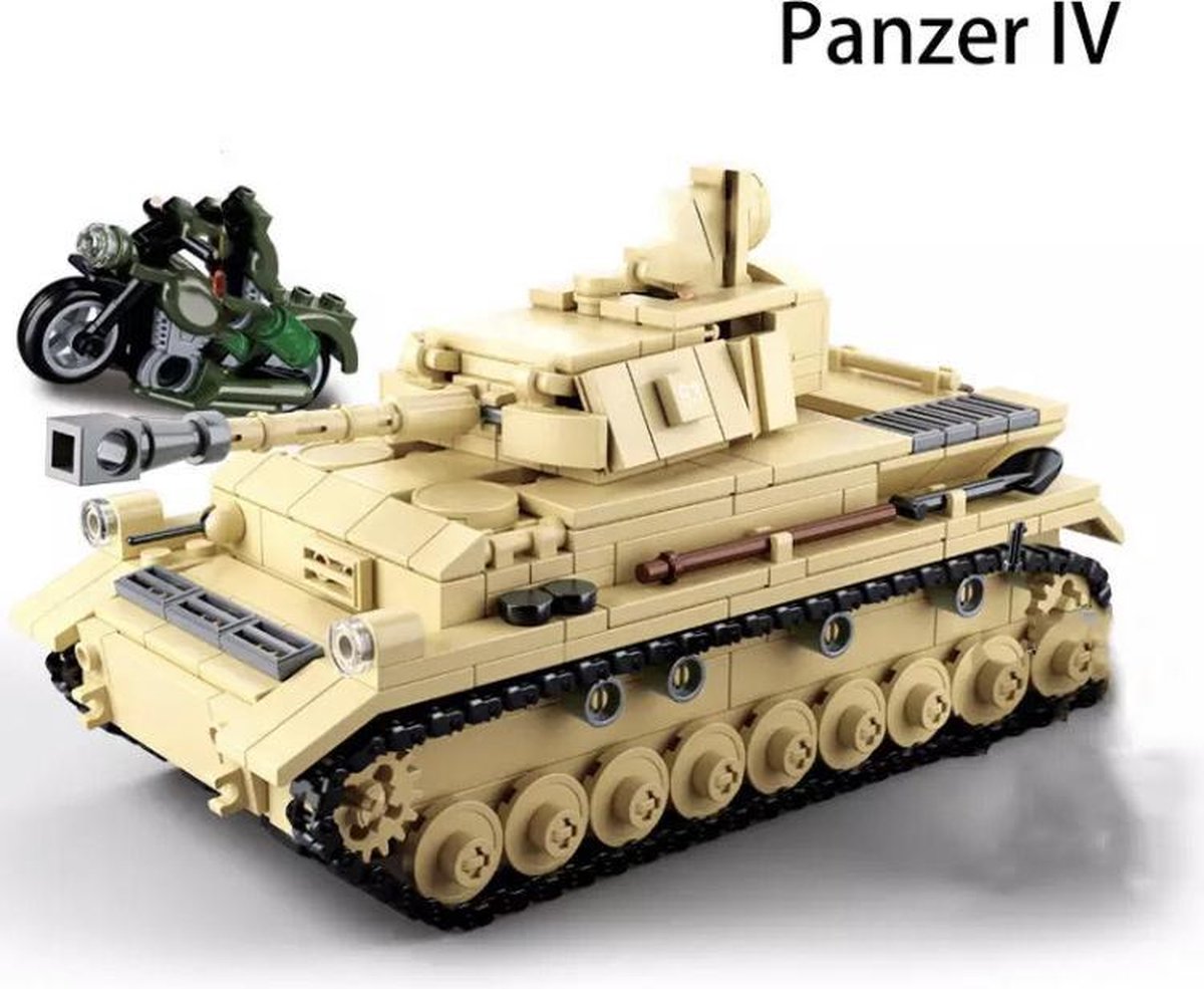 C14 - Duitse Panzer IV - 543 onderdelen en 3 mini-figuren - WW2 Bouwstenen - Lego fit - WW2 - Soldaten - Militair - Tank - Army - Bouwstenen - Wapens - Geweren - Brick - Tweede Wereld Oorlog - Mini-figures - Leger - Duits - Navy Seals