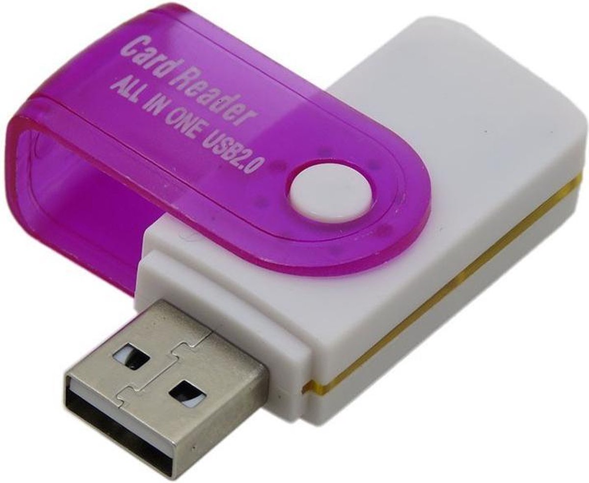 Multifunctionele USB Kaartlezer 4 in 1 USB 2.0 M2 SD SDHC SD TF Geheugenkaart Smart Reader - Paars