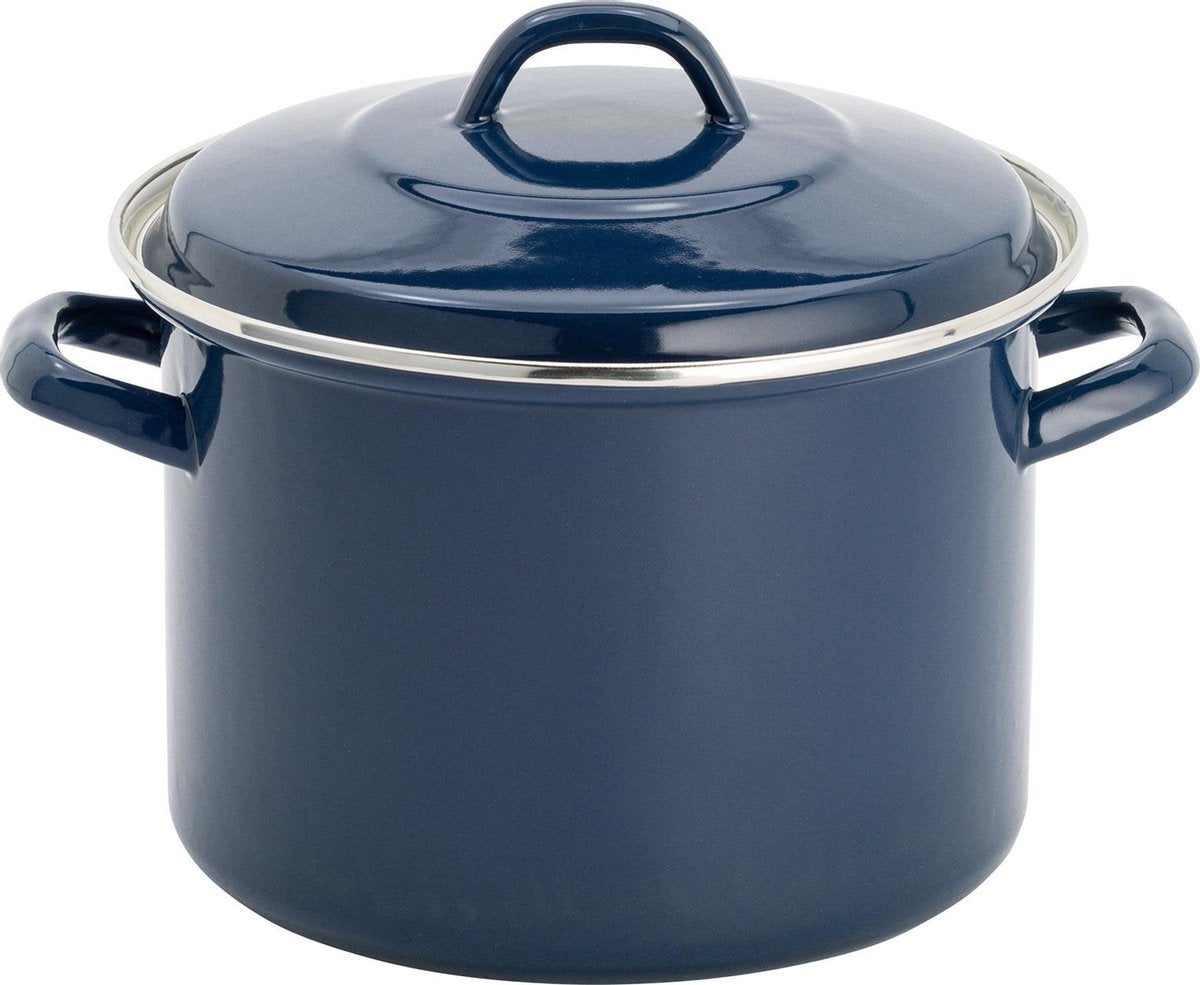 Lite-Body - Magnus Soeppan / Stamppotpan met deksel - Ø 26 cm/ 10l - Emaille - Deep Blauw