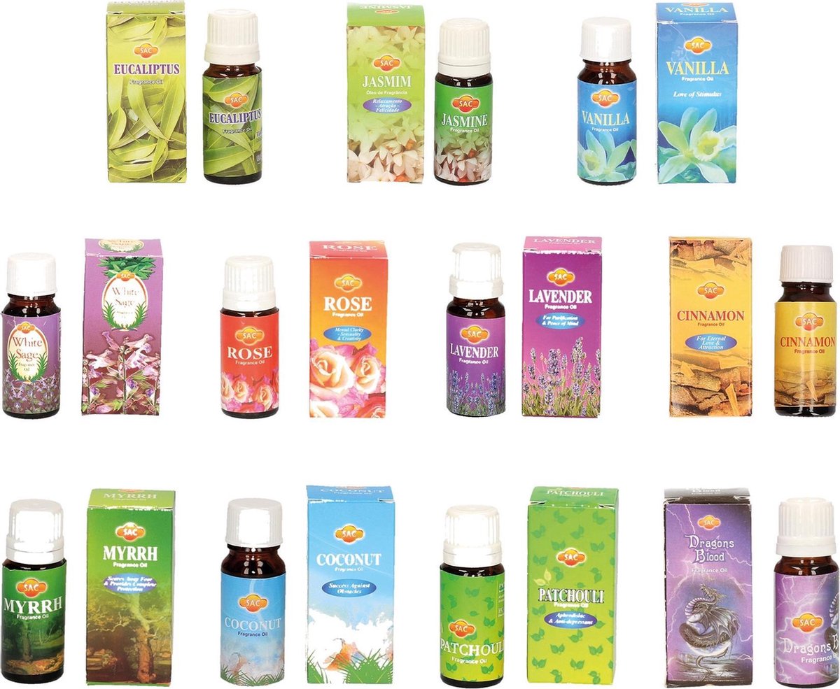 Geur olieën pakket bestaande uit 11 verschillende geuren flesjes van 10 ml - Voor oliebrander/geurbrander