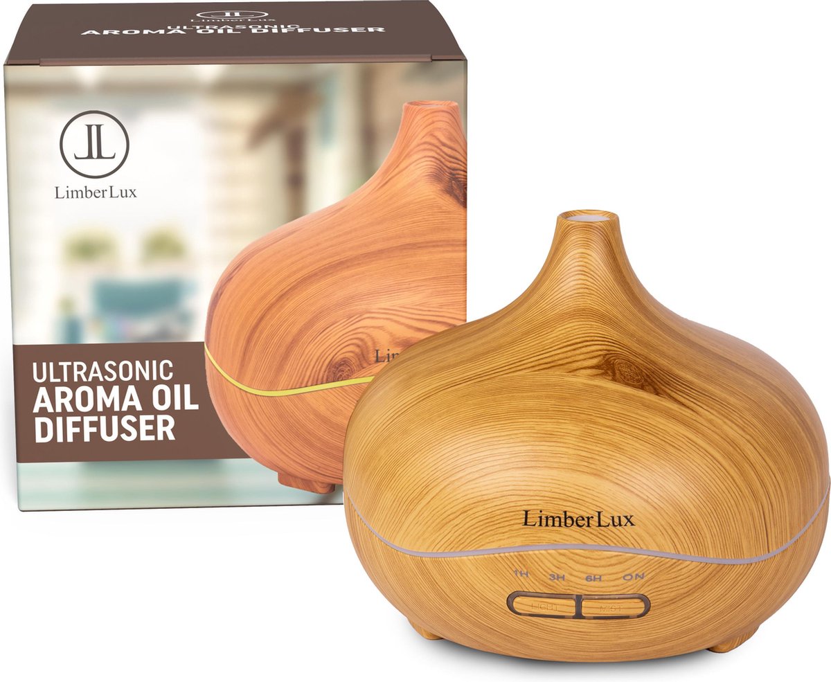 LimberLux Aroma Diffuser inclusief 3 Etherische Oliën - Vernevelaar voor Essentiële Olie - Aroma Verspreider  - Aroma Verdamper