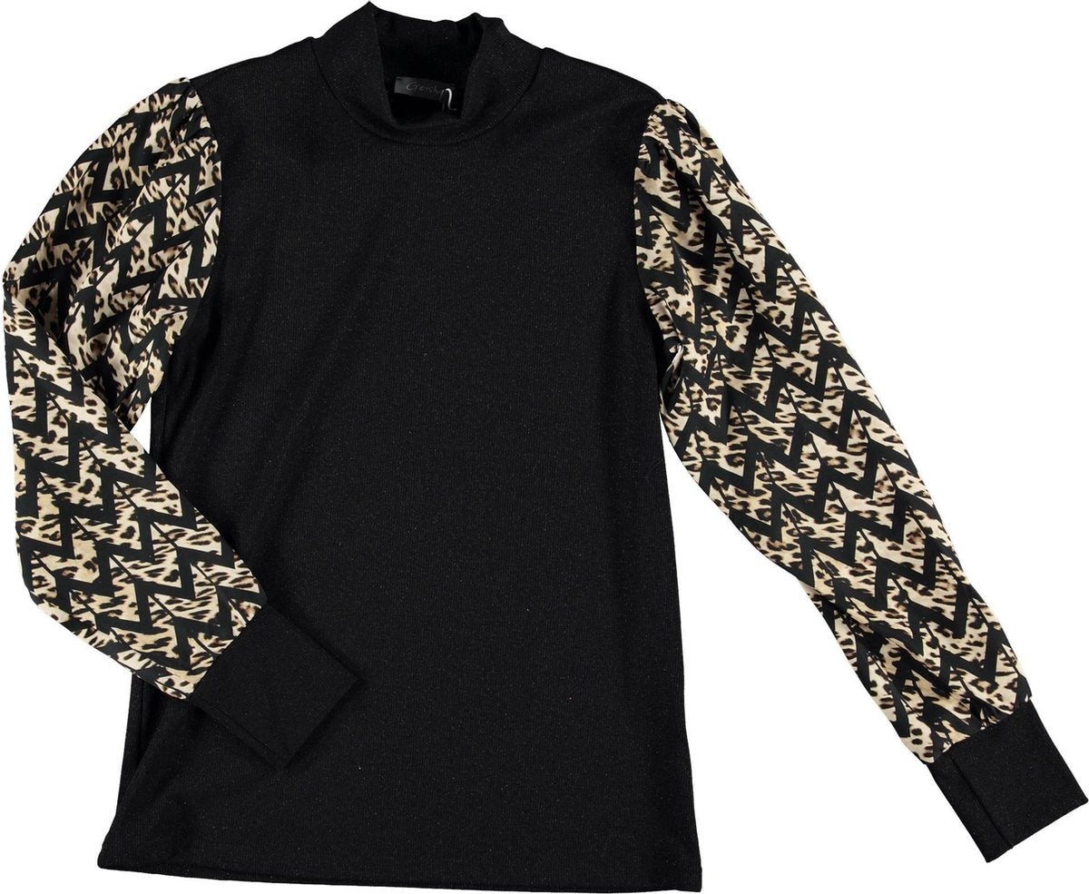 Top Turtle Lurex Body Aop Sleeves 03714 Black/sand Combi