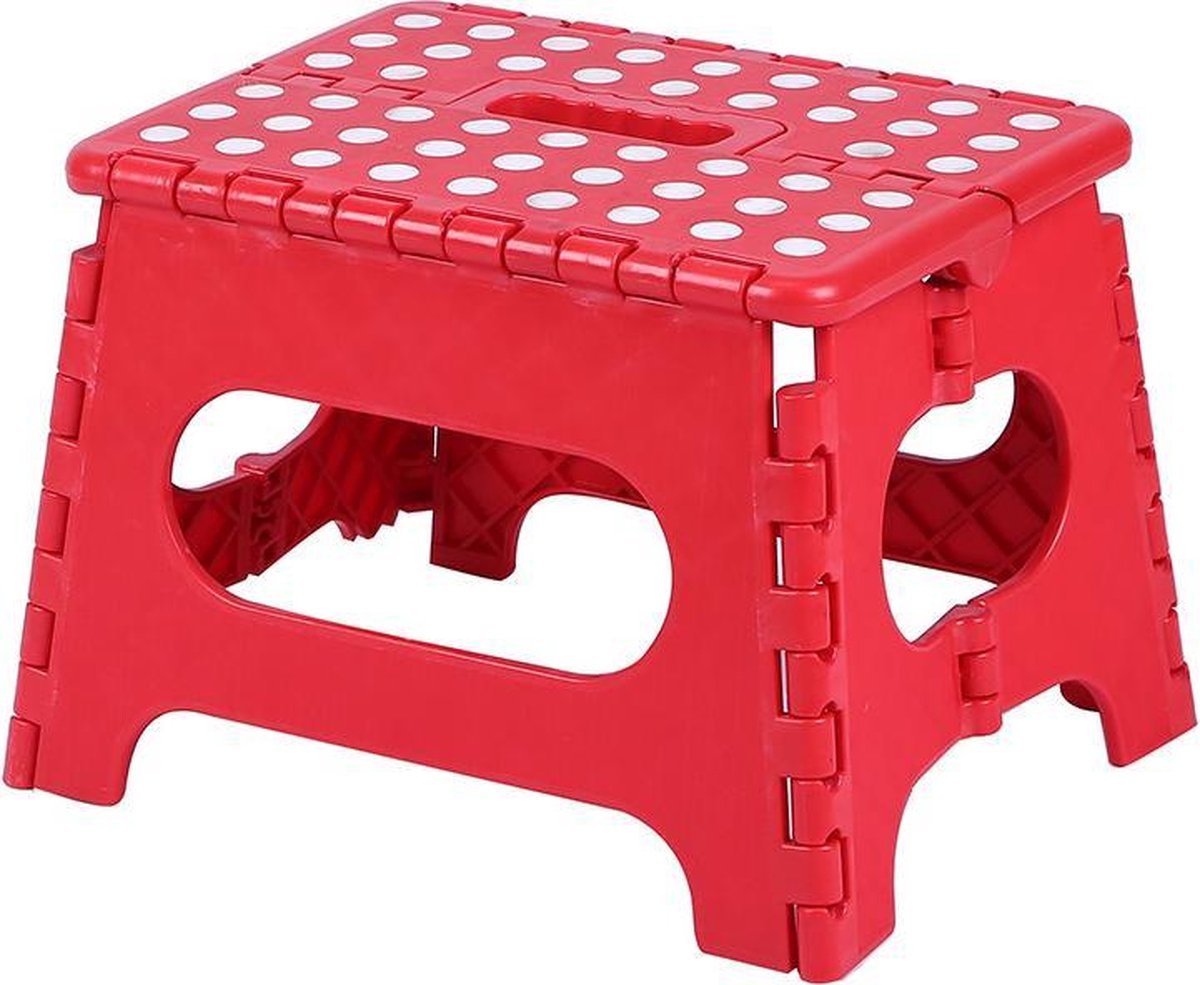 TDR - Verdikt kunststof opvouwbaar krukje -Lichte Draagbare-Met Antislip Oppervlak-rood 29x22x22cm