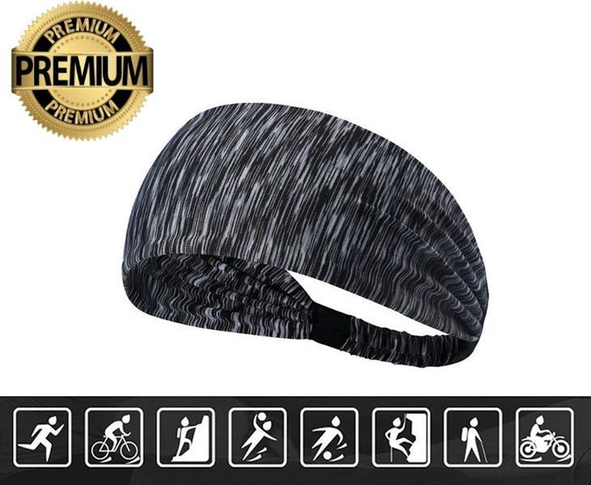 Haarband – Sporthaarband – Fitness - Yoga Haarband – Zweetband – Hoofdband – Dames Haarband – Heren Haarband - Bandana - Donker Grijs