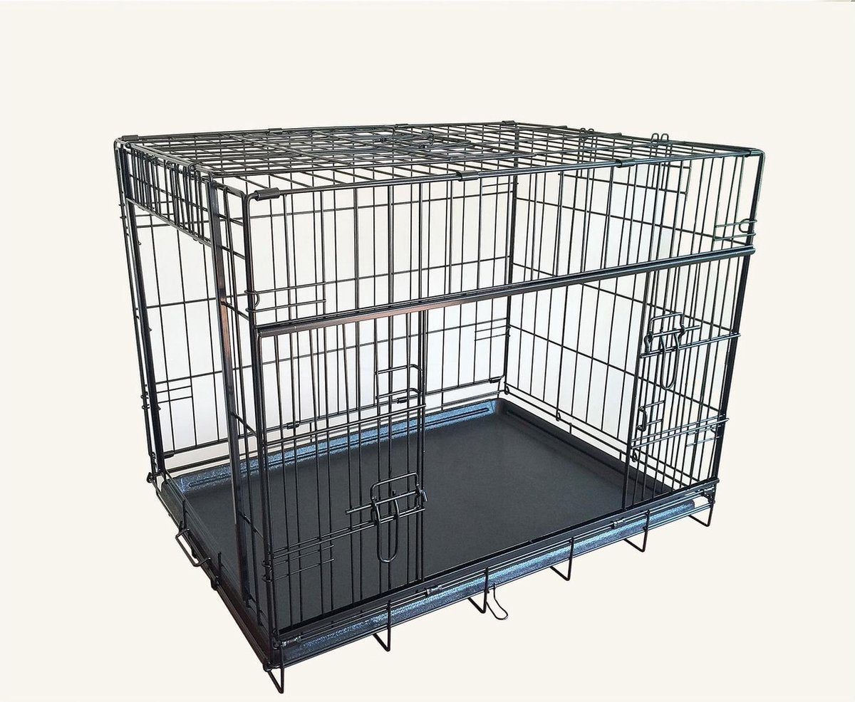 Adori Bench Met Schuifdeuren Zwart - Hondenbench - 76x53x61 cm
