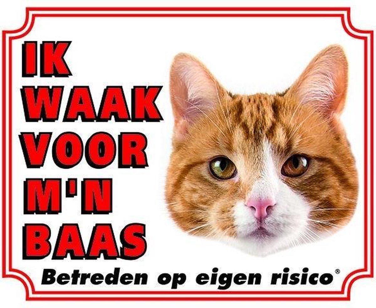 Katten Waakbord - Ik waak voor mijn baas Rood