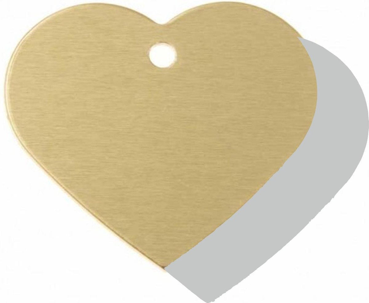 Hondenpenning Hart Groot goud | 2 zijden graveren | 38x32 mm | Anod.Alu.