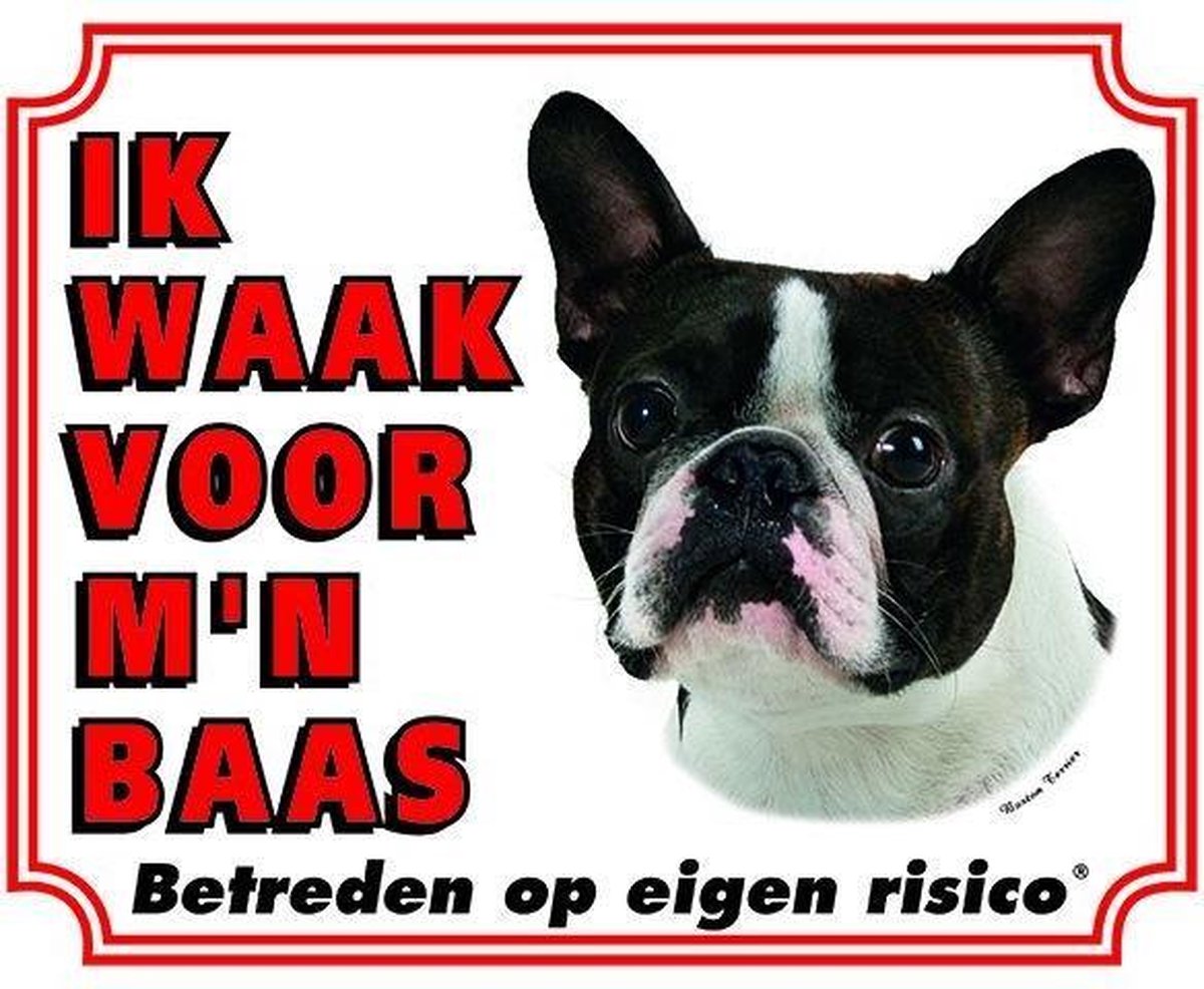 Boston Terrier Waakbord  - Ik waak voor mijn baas