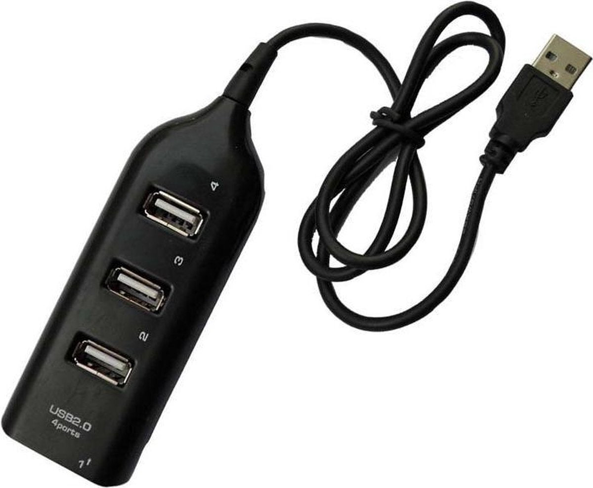 4Poort USB 2.0 Hub Zwart - Lange kabel