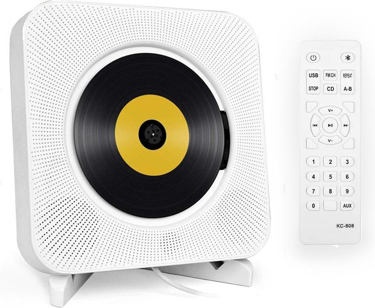 CD-Speler Draagbare met Bluetooth - 5 in 1 Aan de wand Monteerbare CD-speler - Veilig voor kinderen - Met Afstandsbediening