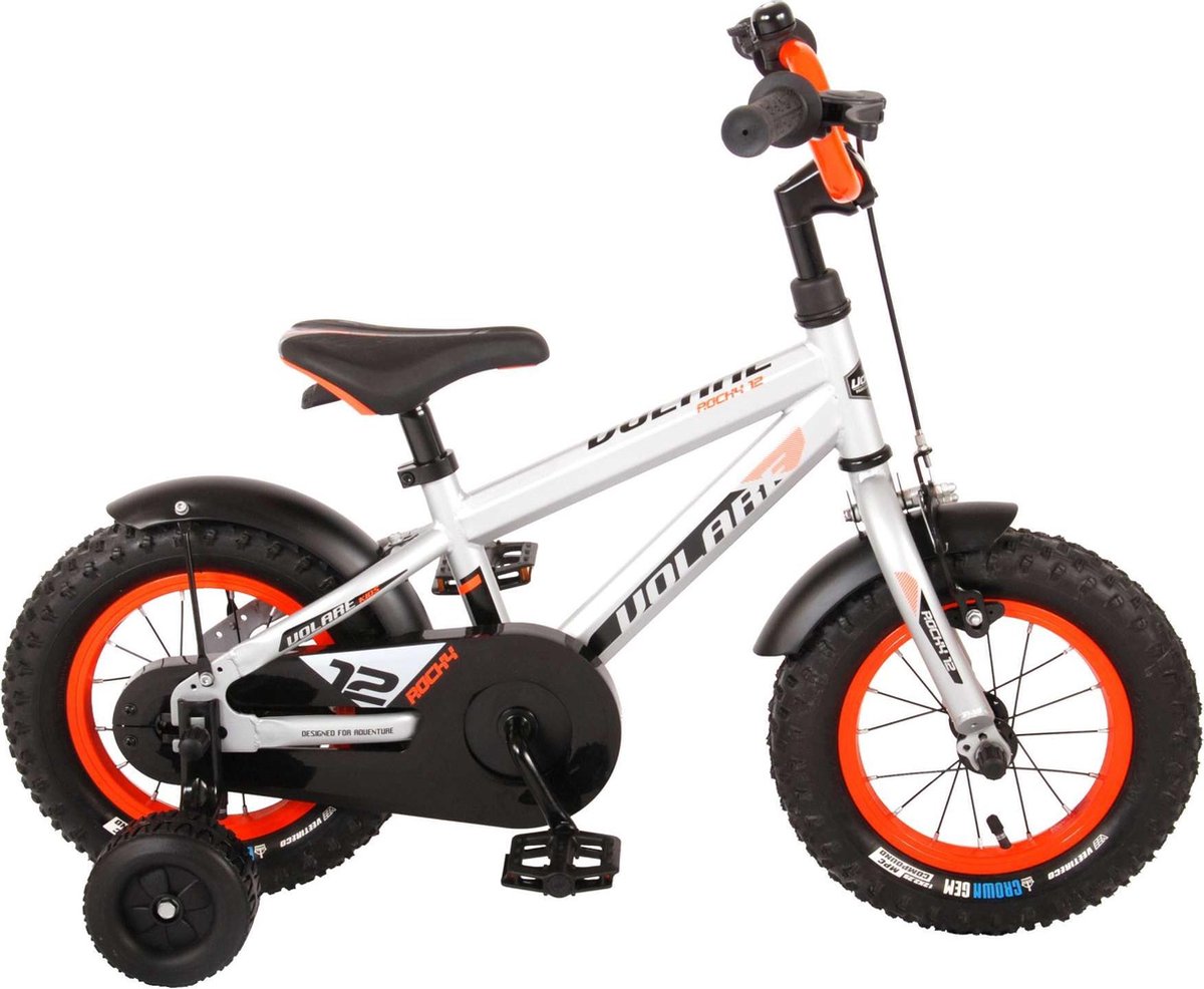 Volare Rocky Kinderfiets - Jongens - 12 inch - Zilver - 95% afgemonteerd - Prime Collection