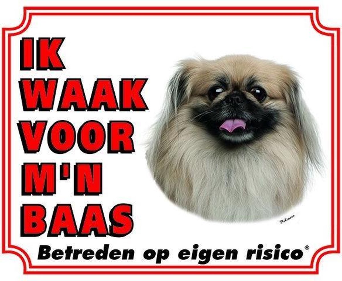 Pekingees Waakbord - Ik waak voor mijn baas Blond