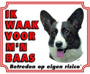 Welsh Corgi Brindle Waakbord - Ik waak voor