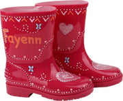 Leuk kado met naam kinder regenlaarzen hartje maat 26 - roze