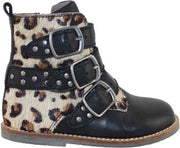 Bunnies JR 218872-589 Meisjes Biker Boots - Zwart - Leer - Veters