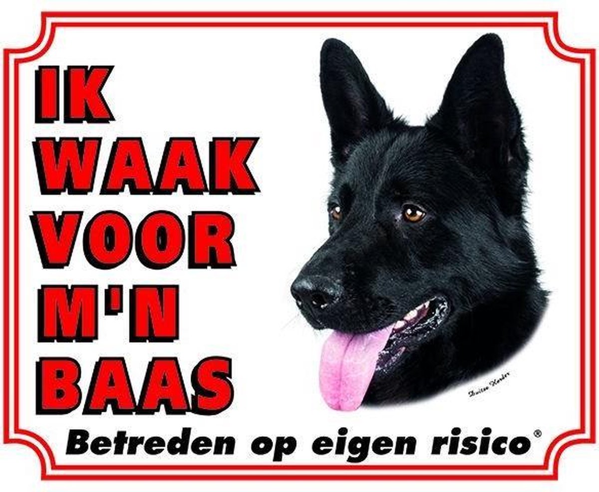Duitse Herder Zwart Waakbord - Ik waak voor mijn baas