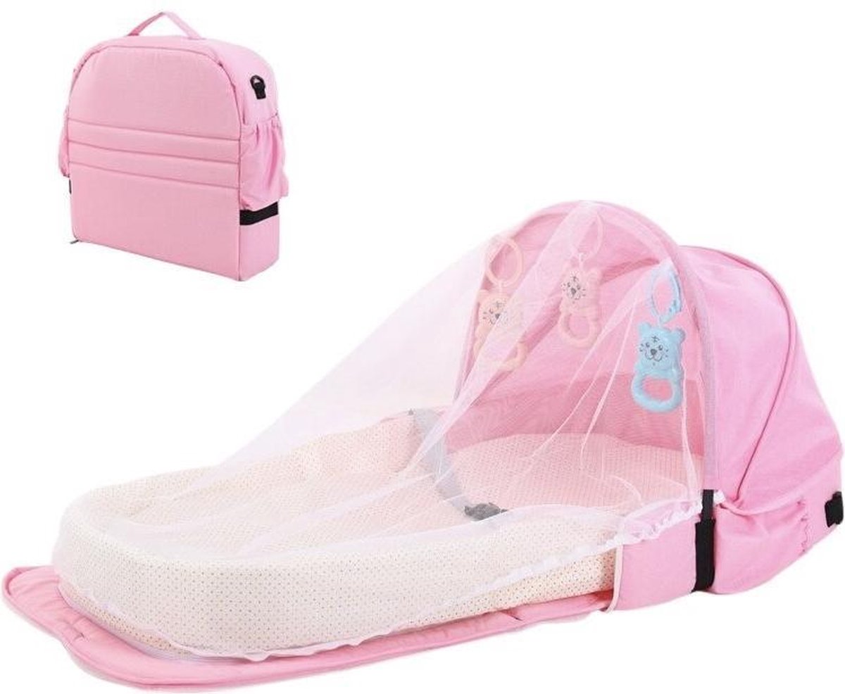 Supremium Draagbare Babynestje Met Klamboe - Bed Voor Pasgeboren Baby - Ademend - Beschermend - Roze