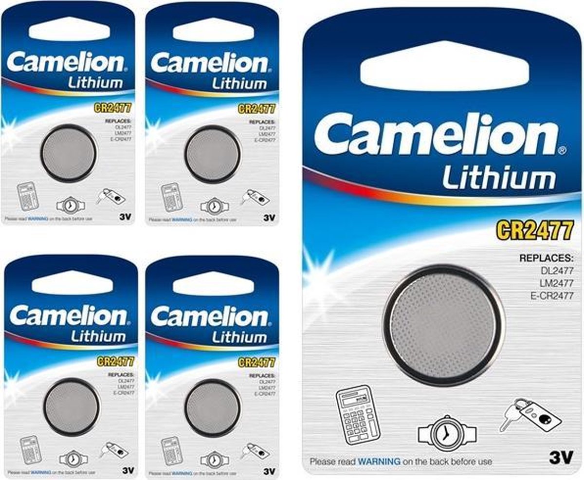 5 Stuks - Camelion Lithium CR2477 3v knoopcelbatterij
