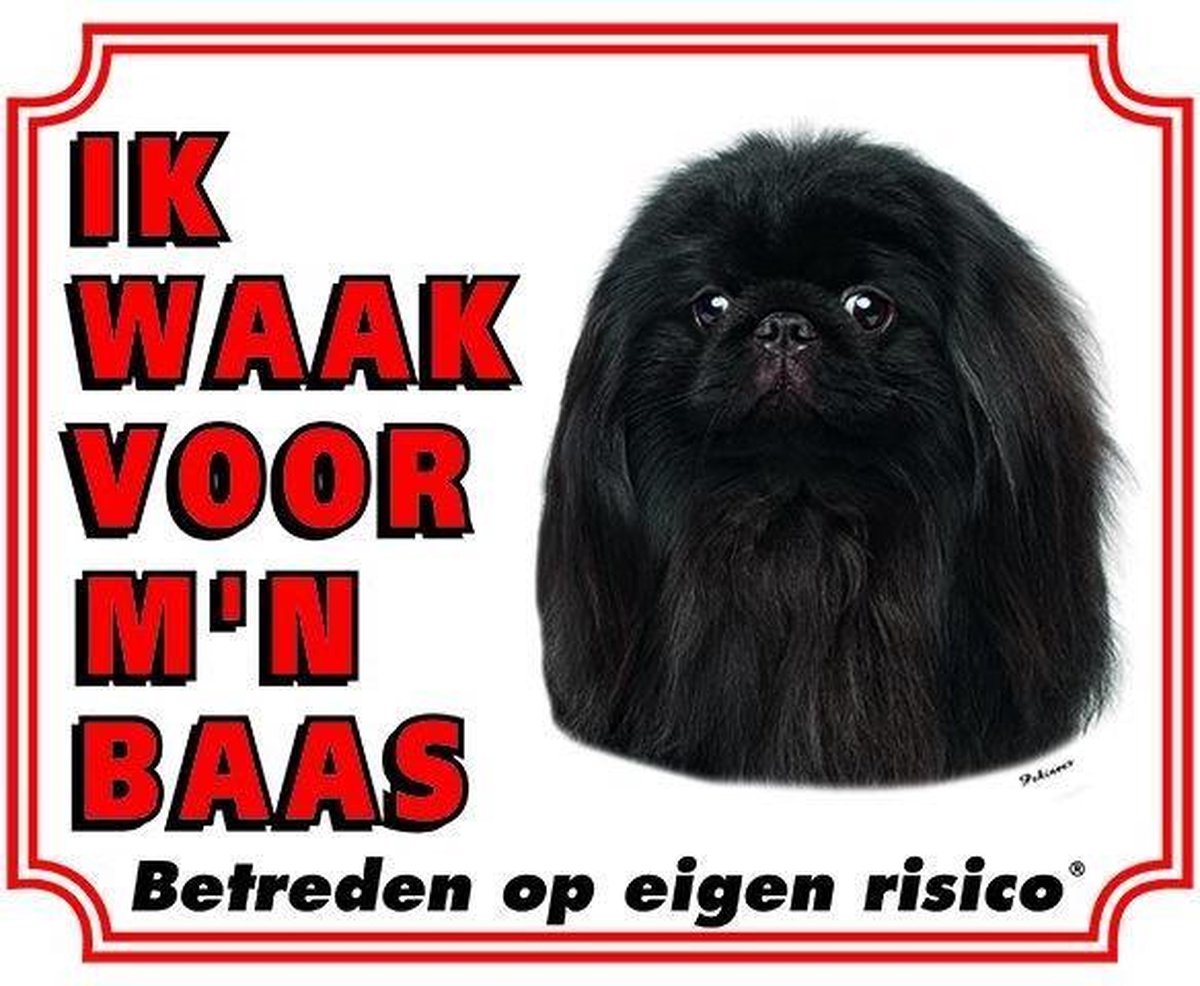 Pekingees Waakbord - Ik waak voor mijn baas Zwart
