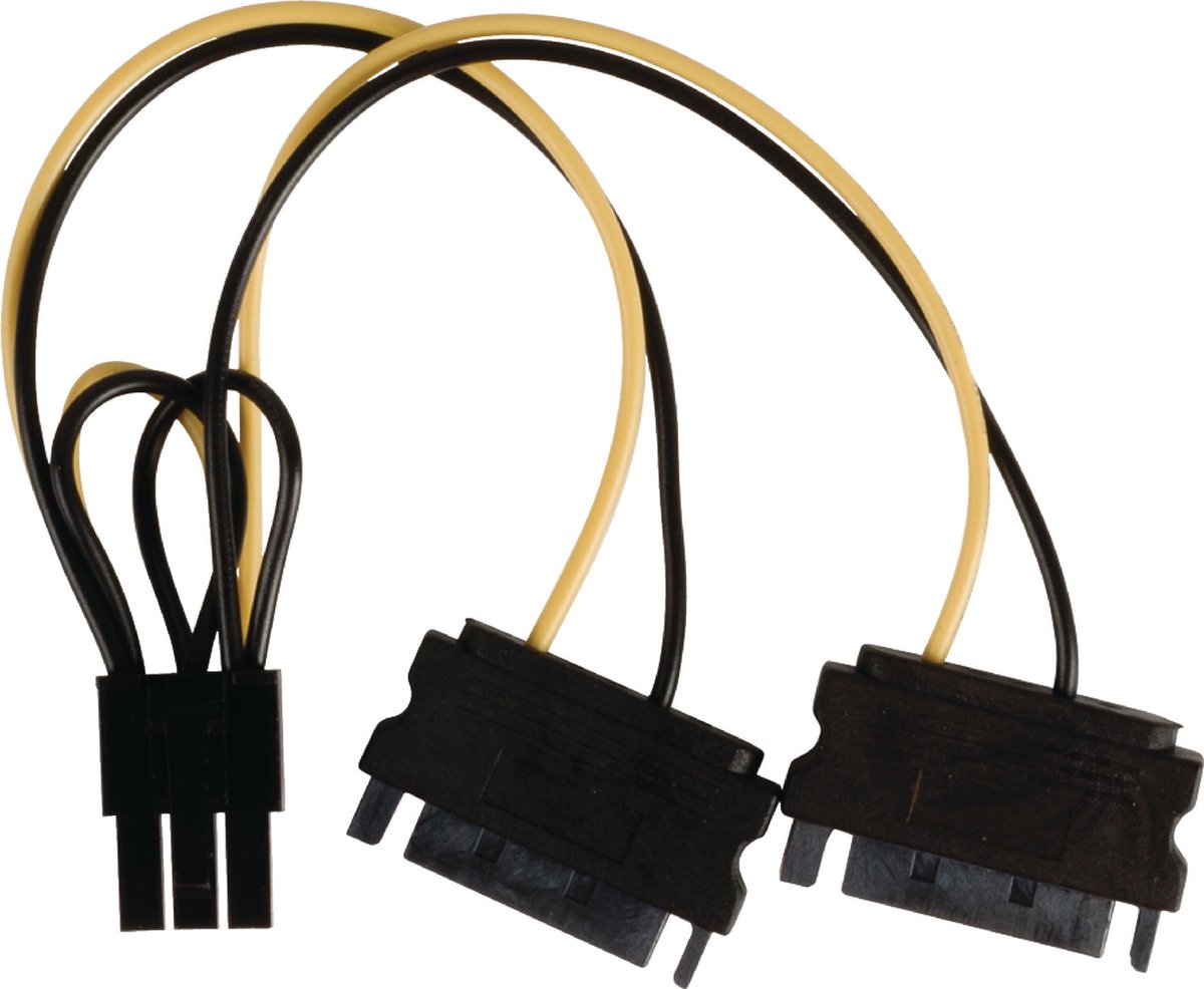 Cablexpert PCIe 6-pins (m) - 2x SATA 15-pins (m) voedingsadapter - 0