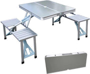 Gardone Campingtafel - Tuintafel Draagbaar - Kampeertafel - Inklapbare Klaptafel - Vouwtafel Inklapbaar - Opvouwbare Plooitafel - Lichtgewicht Aluminium Camping Tafel - Weersbestendig - Grijs