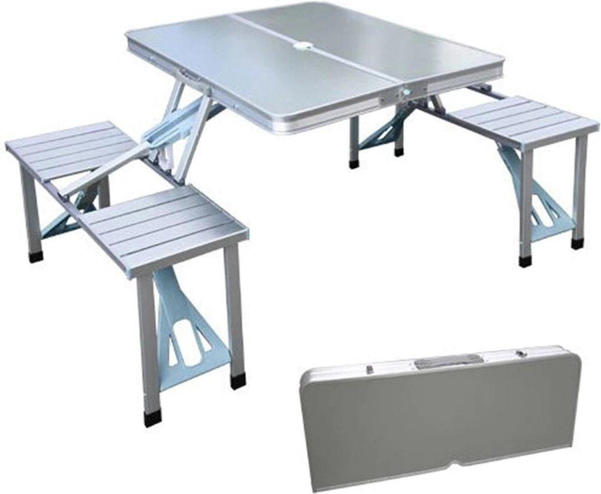 Gardone Campingtafel - Tuintafel Draagbaar - Kampeertafel - Inklapbare Klaptafel - Vouwtafel Inklapbaar - Opvouwbare Plooitafel - Lichtgewicht Aluminium Camping Tafel - Weersbestendig - Grijs