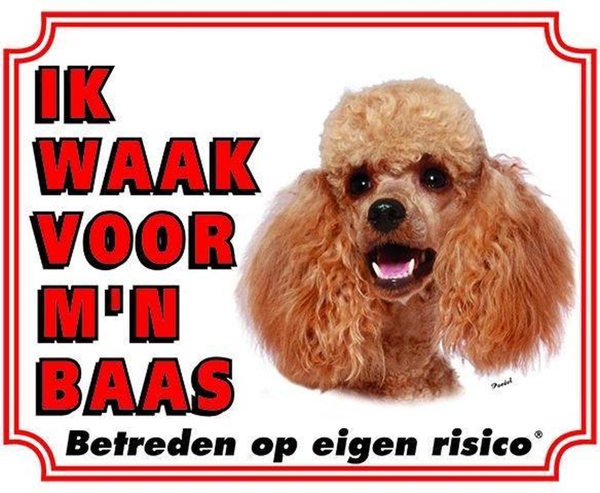 Poedel Waakbord - Ik waak voor mijn baas Abrikoos