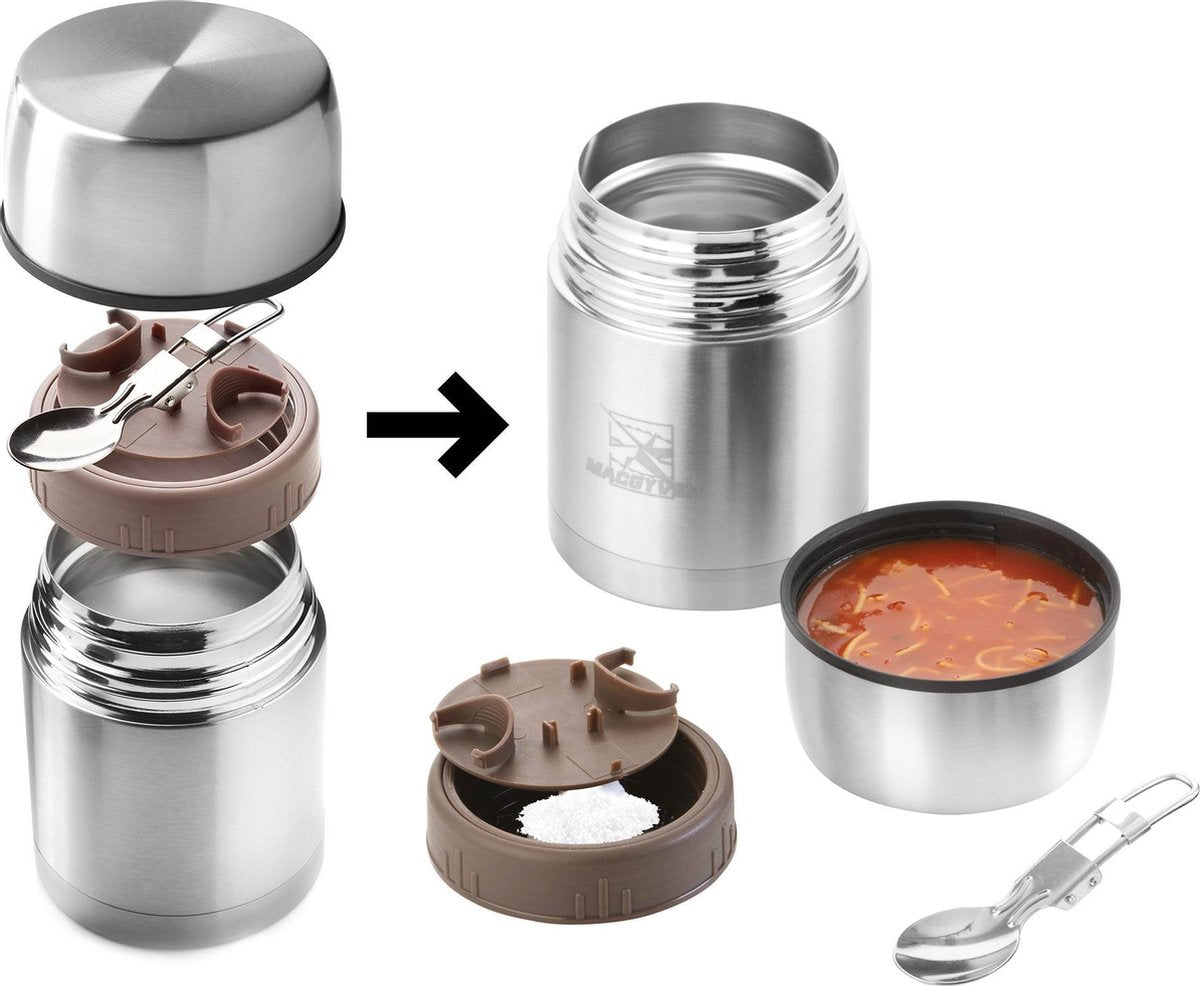 MacGyver Voedselcontainer 600ML - Thermoskan Rvs - Onbreekbaar - 16cm