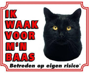 Katten Waakbord - Ik waak voor mijn baas Zwart