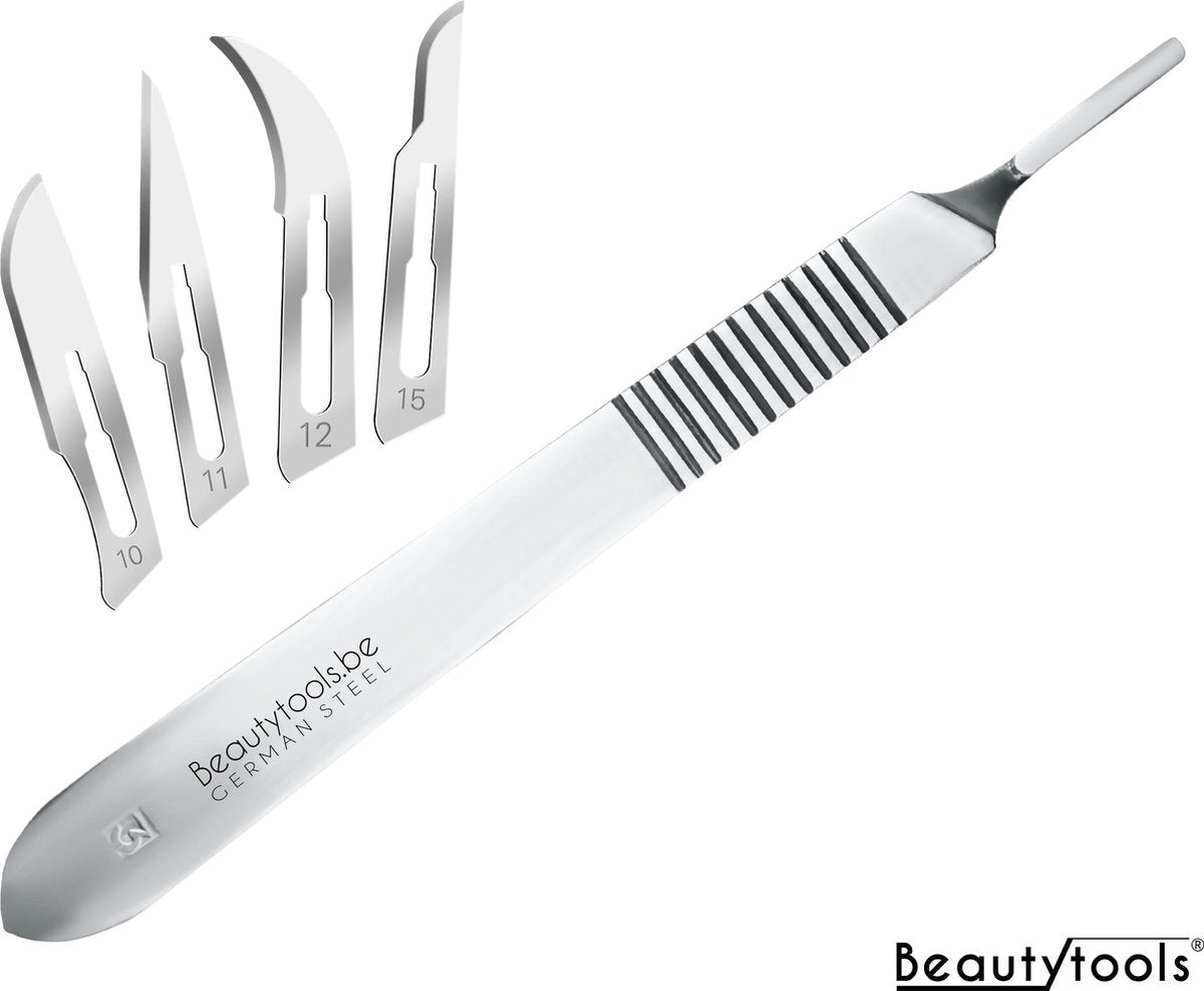 BeautyTools INOX Bistouri Houder Voor Scalpel Mesjes - Platte Handvat - Houder Nr. 3 (BP-0768)
