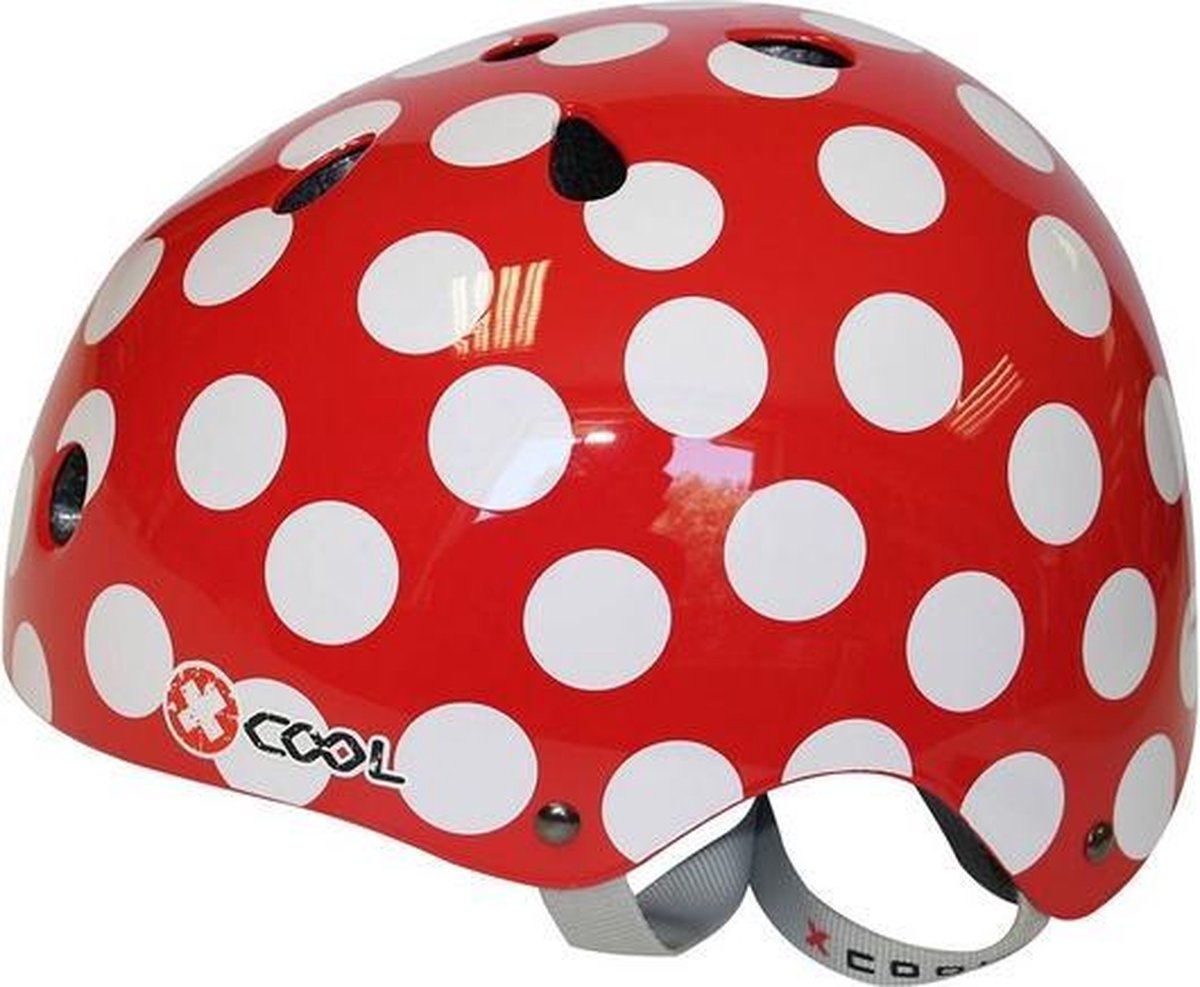 QT CYCLE TECH HELM POLKA ROOD MET WITTE BOLLEN 48-54 CM 2810310