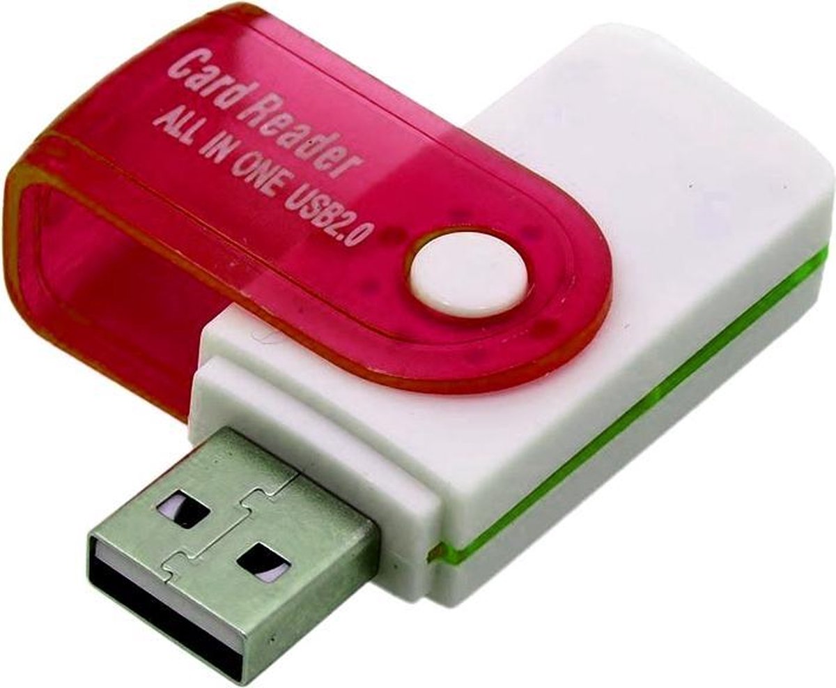 Multifunctionele USB Kaartlezer 4 in 1 USB 2.0 M2 SD SDHC SD TF Geheugenkaart Smart Reader - Rood